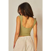 Solid Seamless Deep Scoop Back Tank Top: SEAGRASS GREEN / SM