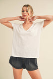 8286DK Zoie V-Neck Short Sleeve Top 5: White / Contemporary / S