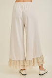 Mineral Washed Lace Ruffles Cropped Pants HP6931: Ashed Black / S-M-L / 2-2-2