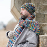 PRANIT Unisex Reversible Beanie Hat Repurposed Wool: Multi Cream