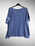 Linen cotton blend t-shirt 10% LINEN 90% COTTON 6763: Vert canard