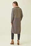 60266 Mixed Plaid Long Coat: Taupe Mix / M