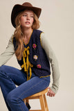 Bow-Tie Floral Knit Vest LSW1008: Navy / S