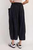 PL6329 - CROPPED RELAXED PANTS: DRY HERB / S