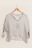 Linen top v-neck 23100 100% linen: Camel