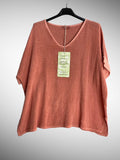 Linen cotton blend t-shirt 10% LINEN 90% COTTON 6763: Vert canard