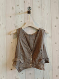 REF 6454 100% LINEN VEST: KHAKI