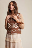 Southwestern Button-Up Vest LSW0977: Burgundy / S