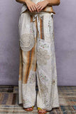 Solid lace patch detail woven pants: HONEY GOLD / L