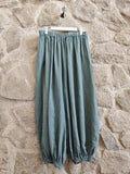 REF30581 BALLOON STYLE TROUSERS 100% LINEN: Khaki