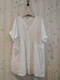 REF 25906 WIDE LINEN DRESS 100%: KHAKI