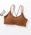 Soft Breathable Cotton Padded Bra Bralette crop top: Green / M