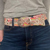 Flower Power Embroidered Wool Belt: L