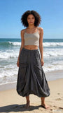 Skirt in 100% linen REF. 7199: Wasabi / Unique