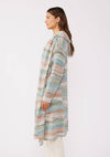 Knit Space Dye Long Sleeve Open Front Cardigan: Navy/Taupe / One Size