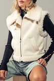 Sherpa Lined Cropped Biker Western Statement Vest: CAMEL / S-2/M-2/L-2