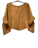 18415 TOP IN LINEN SPRING SUMMER CLOTHING: CAMEL
