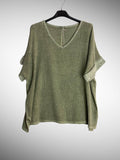 Linen cotton blend t-shirt 10% LINEN 90% COTTON 6763: Vert canard