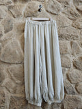 REF30581 BALLOON STYLE TROUSERS 100% LINEN: Brown