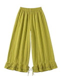 4029 WIDE LINEN PANTS WITH EYELET EMBROIDERY: Orange