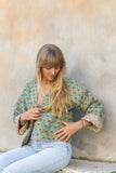 Reversible Quilted Jacket ~ Lotus: L ~ Bust 56" / Length 26"