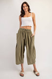 PL6329 - CROPPED RELAXED PANTS: DRY HERB / S