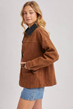 RELAXED BUTTON DOWN BARN JACKET: OLIVE / S