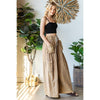 WASHED 3D POCKET SLOUCHY WIDE LEG PANTS: SLATE / S-M-L(2-2-2)