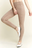 MineralWash Wide Banded Leggings HP6111: Mocha / S-M-L / 2-2-2