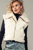 Sherpa Lined Cropped Biker Western Statement Vest: CAMEL / S-2/M-2/L-2