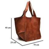 Women's Soft Leather Large Capacity Shoulder Tote Bag: Yellow