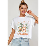 PEACHES VINTAGE GRAPHIC CROP TOP: IVORY / L