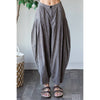 WASHED PLEAT DETAIL COTTON LINEN PANTS: BRICK / S-M-L-XL(2-2-2-2)