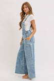 DENIM OVERALL WIDE-LEG JUMPSUIT : DENIM BLUE / Contemporary / S