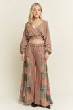 Mineral Washed Boho Patch Tiered wide pants HP6619: Charcoal / S-M-L / 2-2-2