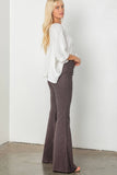 Corduroy flare pants with pockets: CHARCOAL / L