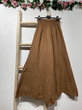 Flared linen trousers 66031 100%LINEN: Moutarde