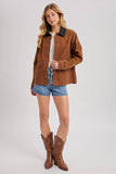 RELAXED BUTTON DOWN BARN JACKET: OLIVE / L