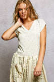 Vintage Wash V Neck Cotton Slim Fit Tee Top: OATMEAL / L