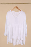 Ruffled cotton linen tunic 1003 10% linen 90% cotton: Beige