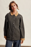Contrast Collar Utility Barn Jacket LJ0271: Mauve / Contemporary / L