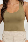 REVERSIBLE SCOOP NECK SLEEVELESS KNIT TANK TOP (PRE-ORDER): OLIVE
