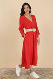 3382C PREMIUM LINEN LONG DRESS: WHITE
