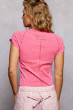 Vintage Wash V Neck Cotton Slim Fit Tee Top: CHARCOAL / M