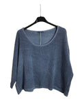 1973 women's crop top in cotton-linen,: PERSIMMON