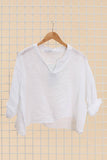 Linen top v-neck 23100 100% linen: Taupe