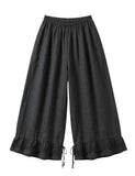 4029 WIDE LINEN PANTS WITH EYELET EMBROIDERY: Orange
