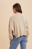 KNITTED MOCKNECK PULLOVER SWEATER: CAMEL / M