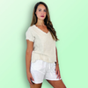 REF 11998 100% LINEN FRINGED BLOUSE.: BLANK