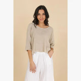 TOP 3791 90% COTTON 10% LINEN: MOUTARDE